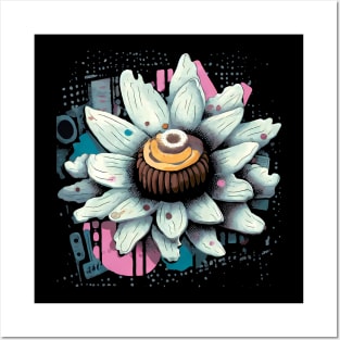 Abstract colourful flower illustration Posters and Art